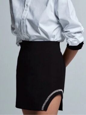 Zara Black Mini Skirt with Beaded Arch Detail